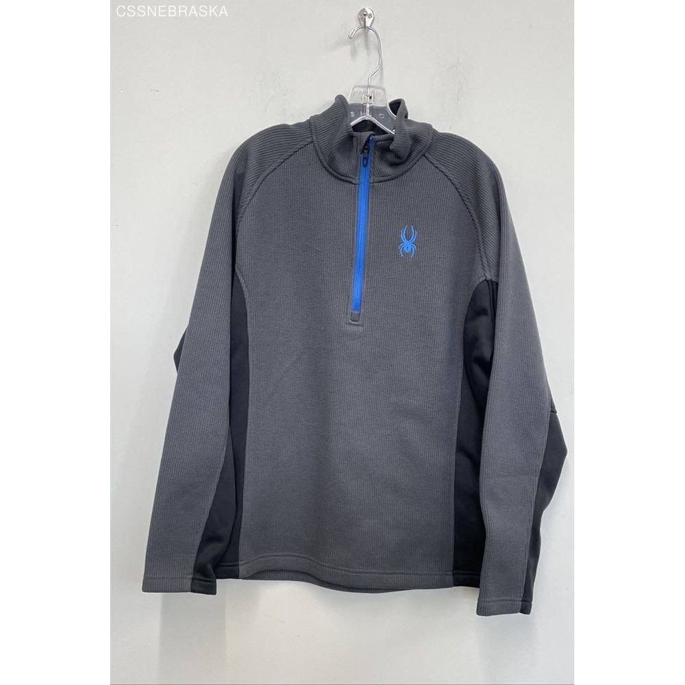 Spyder Gray Blue Sweater Mens 1/2 Zip Jacket Pullover Fleece Lined‎ - Size M